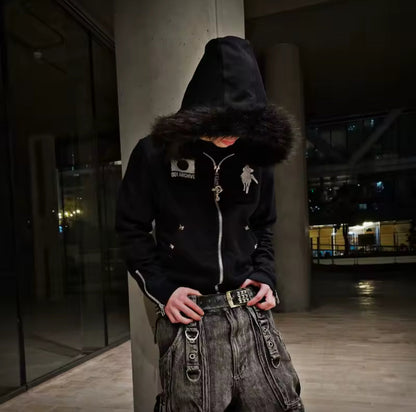 JXPAN FUR HOODIE 𖦏