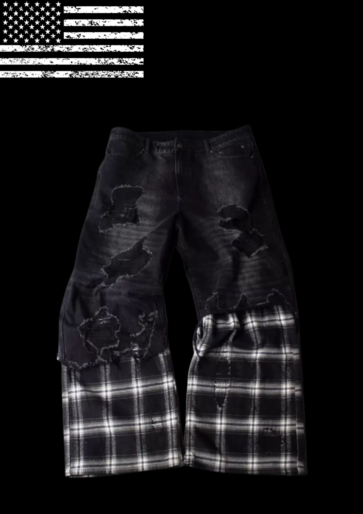 'PLAID' FLARED JEANS 𖦏