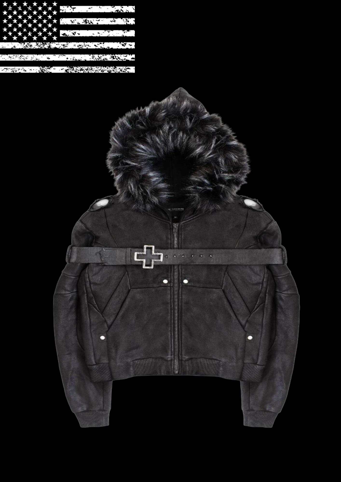 'CR0SS' LEATHER HOODIE 𖦏