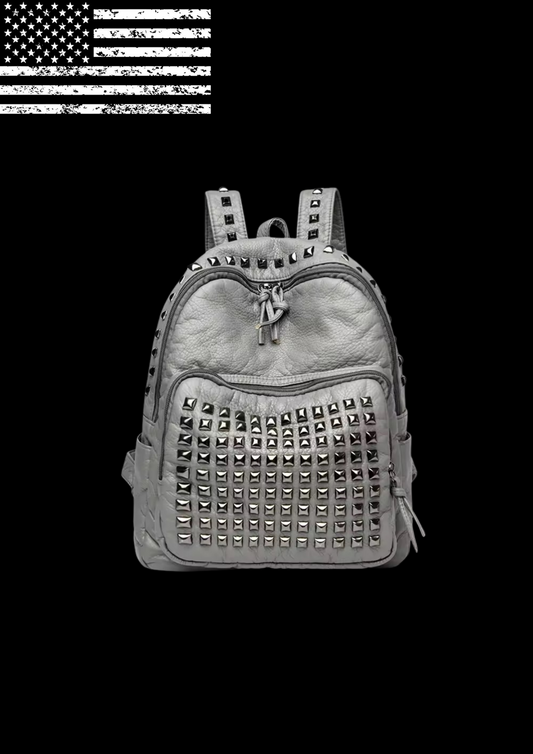 ‘GREY STUDDED’ BACKPACK 𖦏